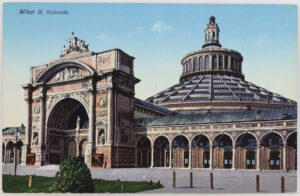Postkarte der alten Wiener Rotunde, ca. 1910